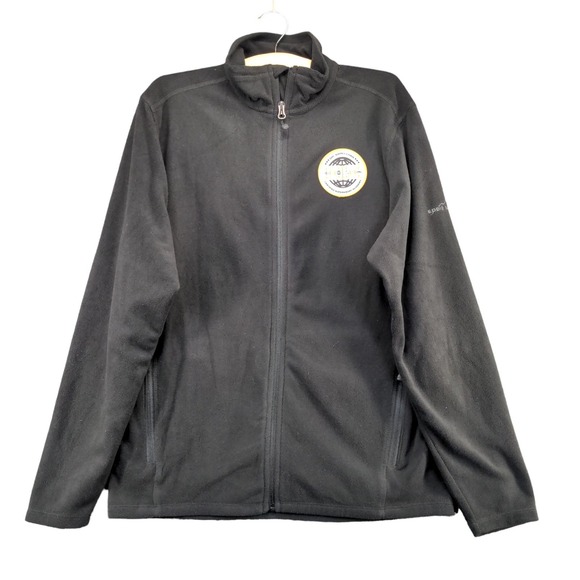 Eddie Bauer Men's Fleece Jacket Black Size M DHL Supervisory Academy Logo - Picture 1 of 13